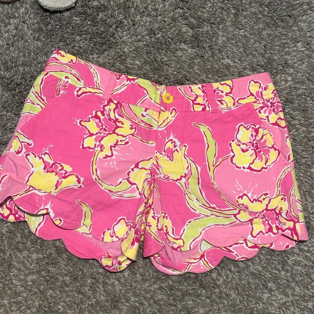 Lilly Pulitzer High Waist Pink and Yellow Shorts